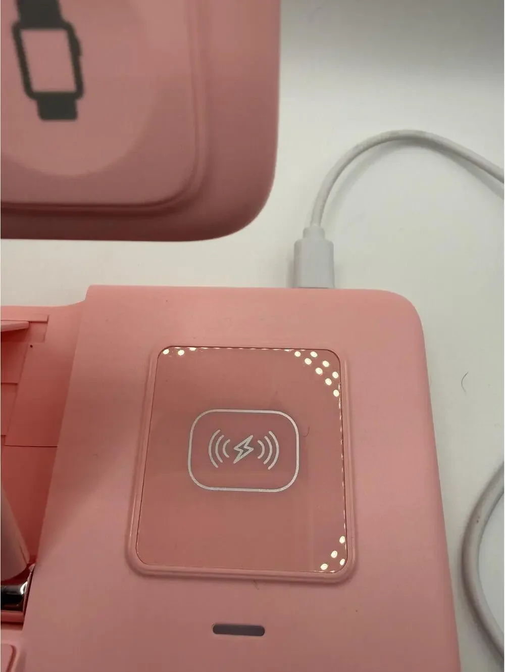 Pink 3-in-1 Wireless Charging Station for Phone, Watch, and Earbuds